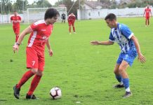 Fudbal: Marko Mastilo kraj Tise Marko Mastilo u crvenom i Nebojša Pavlović u plavo-belom dresu jesenas kraj Tise