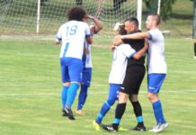 Fudbal: Međuopštinska fudbalska liga – drugo kolo Radost posle postignutog gola fudbalera Mladosti
